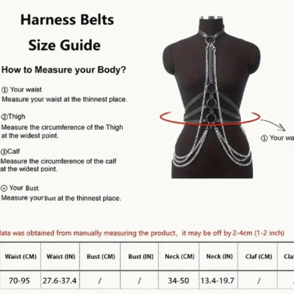 PU Leather Draped Layered Chain Choker Harness